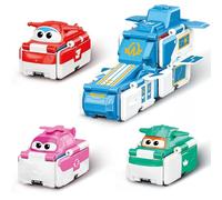Super Wings 3 en 1 Transformer Base y Coches Reversibles. Juguete Transformer para niños y niñas a Partir de 3 años, tamaño Bolsillo, Azul.