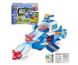 Super Wings Airport World Aircraft playset con 1 avión de Juguete y Figuras Transform-a-Bots de la 5ª Temporada de la Serie de animación Juguetes para niños a Partir de 3 años