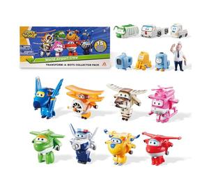 Super Wings Alpha Group Co., Ltd Transform-a-Bots World Airport Crew - Serie 1 - Crew Collection Pack - 15 Figuras de Juguete - Figuras de 5,1 cm