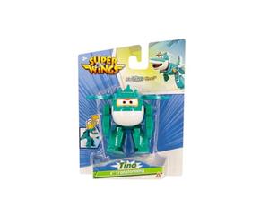 Super Wings - Avión de transformación Tino en Verde y Blanco, 12 cm Aprox. Figura de Juguete para niños, Juguete transformable y Figura robótica
