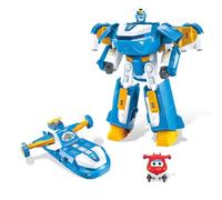 Super Wings Avión Mundial 3 en 1 con Efectos de luz y Sonido, Robot transformable Jett de 2 Pulgadas, Juguete de rol para niños +3, Regalo para niños y niñas, Azul