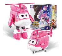 Super Wings Avión Transforming Supercharged Dizzy, Altura Aprox. 12,7 cm, 2-in-1 Transforming Figura de avión y Robot de Juguete para niños y niñas a Partir de 3 años