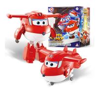 Super Wings Avión Transforming Supercharged Jett, Altura Aprox. 12,7 cm, 2-in-1 Transforming Figura de avión y Robot de Juguete para niños y niñas a Partir de 3 años
