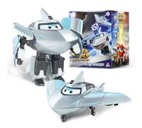 Super Wings Avión Transforming Supercharged Traver, Altura Aprox. 12,7 cm,2-in-1 Transforming Figura de avión y Robot de Juguete para niños y niñas a Partir de 3 años