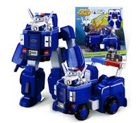 Super Wings - Coche Robot transformable Paul's Cruiser 18 cm + 1 Figura 5 cm - Coche y avión de Juguete Transform-a-Bots de la Serie de animación Super Wings - Juguetes para niños a Partir de 3 años