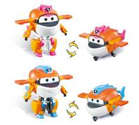 Super Wings Juguete transformable 2PCS Tiki & Taki, Figura de acción 2 en 1, Juguete Robot avión de 12,7 cm, acción transformable para niños y niñas a Partir de 3 años