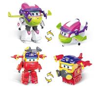 Super Wings Juguetes robóticos transformables 2PCS Curie y Runi, 2 en 1 Figuras de acción, 12,7 cm de Altura, Juguetes transformables en avión para niños y niñas a Partir de 3 años