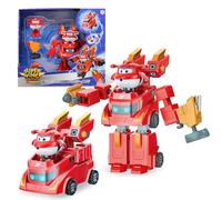 Super Wings Robot transformable Jett, 17 cm de Altura, 2 en 1 Robot y Juguete vehículo transformable, con Figura 5 cm para niños niñas a Partir de 3 años, Rojo