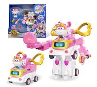 Super Wings Robot transformable Sara, 15,5 cm de Altura, 2 en 1 Robot y Juguete vehículo transformable, con Figura de 5 cm, Juguete para niños a Partir de 3 años, niños y niñas, Rosa