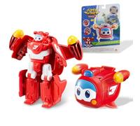 Super Wings Transformations Supercharged Jett Pet, Figura de Juego para niños de Aprox. 6 cm de Altura, Figura de avión y Robot de Juguete para niños de 3 años o más, niñas