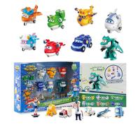 Super Wings Transforming Toys 2", Juguetes para Aviones, Mini Figuras de acción para niños de 3 a 12 años, Accesorios para Fiestas de cumpleaños de niños y niñas (15 Packs)