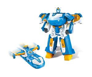 Super Wings World Aircraft Robot con luz Fresca y Efectos de Sonido, con un Juguete Jett Transform-a-BOT de 2 Pulgadas para niños de más de 3 años