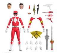 Super7 Mighty Morphin Power Rangers - Figura Decorativa (18 cm), Color Rojo