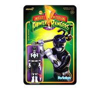 SUPER7 Power Rangers Mighty Morphin Reaction Black Ranger - Figura Decorativa (10 cm)
