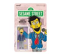 Super7 ReAction Barrio Sésamo Guy Smiley - Figura de acción de 9,5 cm con accesorios, coleccionables y juguetes retro