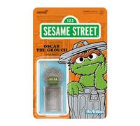 Super7 Reaction Sesame Street Oscar The Grouch - Figura de acción de Plaza Sésamo de 3.75 Pulgadas con Accesorios coleccionables y Juguetes Retro