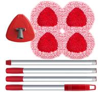 SuperAbound 4 Piezas Cabezales de Recambio para Vileda Turbo Mopa, Recambio de Mopa Chenilla con Mango Ajustable 76-148 cm y 1 Base - Limpieza Multisuperficie para Suelos, Coches y Caravanas