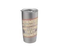 Superado en número por hijas y perdiendo cada argumento Papá Humor Vaso térmico de acero inoxidable de doble pared