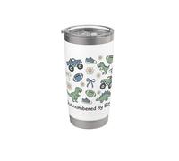 Superado en número por niños, niño mamá vida divertido dinosaurio Monster Truck Vaso térmico de acero inoxidable de doble pared