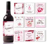 SUPERANTE 45PCS Etiqueta de botella de vino Textual para San Valentín Pegatinas de botella de vino Amor rosa Forma de corazón flor Etiquetas de vino para botellas de champán