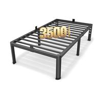 Superay Marco de cama doble de metal de 45,7 cm con esquinas redondeadas, espacio de almacenamiento bajo el marco de la cama alta, soporte de listones de acero resistente, sin ruido, fácil montaje