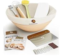 Superbaking Banneton - Cesta de prueba de pan, suministros para hornear pan de masa madre, kit de inicio de masa madre redonda de 9 pulgadas, cesta de prueba para hornear pan, herramientas de