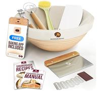 Superbaking Banneton - Cesta de prueba de pan, suministros para hornear pan de masa madre, kit de inicio de masa madre redonda de 9 pulgadas, cesta de prueba para hornear, herramientas de suministros