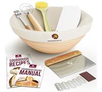 Superbaking Banneton - Cesta de prueba de pan, suministros para hornear pan de masa madre, kit de inicio de masa madre redonda de 9 pulgadas, cesta de prueba para hornear, herramientas de suministros