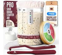Superbaking Tarro de vidrio de masa madre (33 onzas) - Kit de iniciación de masa madre para principiantes - Herramientas imprescindibles para hacer masa agria para el pan de masa madre perfecto