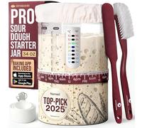 Superbaking Tarro de vidrio de masa madre (33 onzas) - Kit de iniciación de masa madre para principiantes - Herramientas imprescindibles para hacer masa agria para el pan de masa madre perfecto
