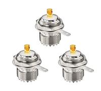 Superbat Conector SO239 UHF Hembra 50 Ohm Montaje en Panel con Tuerca Bulkhead Asa Clip de Cubierta Copa de Soldadura para Radio CB Antena UHF/VHF Radioaficionados Medidor SWR (3 Piezas)