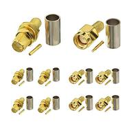 Superbat Kit de conectores de crimpado SMA macho + SMA hembra, kit de conectores de soldadura para RG58, RG142, RG400, RG303, RG141, LMR195, cable coaxial de baja pérdida, paquete de 10