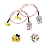 SUPERBAT SO239 a SMA Cable UHF hembra SO-239 a SMA hembra cable de ángulo recto 12 pulgadas para aplicaciones RF, radio CB, antena de radio de mano, Walkie Talkie, etc. Paquete de 2