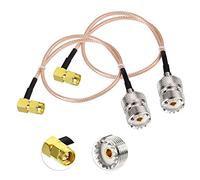 SUPERBAT SO239 a SMA Cable UHF Hembra SO-239 a SMA Macho de ángulo recto Cable de 12 pulgadas para aplicaciones de RF/Radio CB / Antena de radio de mano / Walkie Talkie etc Paquete de 2