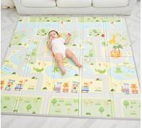 SUPERBE BEBE Alfombra Gateo Infantil Impermeable, Reversible y Plegable 180x200x1,5cm. Certificado CE. Esterilla Bebe Ideal para la habitación del niño o la niña. Gran Formato Regalo Bebe