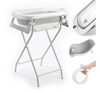 SUPERBE BEBE Bañera Plegable Bebé con Patas y Soporte - Baby Bathtub XXL con Termómetro, Asiento Ergonómico y Tubo de Desagüe - Desde recién nacido hasta 3 años para bebés - Cadeau Bebé
