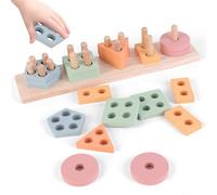 SUPERBE BEBE Juguete Montessori de Madera para Apilar y Clasificar Bebés y Niños de 3 Años - Actividad y Desarrollo - Colores Pastel - Juegos Educativos Montessori - Regalo de Cumpleaños