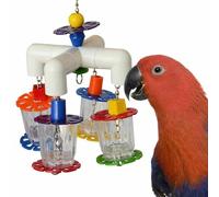 SUPERBIRD Creations SB634 - Juguete para pájaros de 4 vías con Copas acrílicas Transparentes, tamaño Mediano a Grande, 12 x 7 x 7 Pulgadas