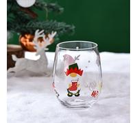Supercap - Copas de vino temáticas de calcetines de Navidad, copa de agua de cristal sin tallo, cristalería pintada a mano para fiestas, bodas, citas nocturnas (Christmas C, 2pcs)