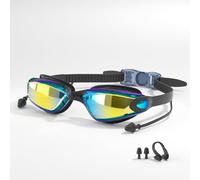 Supercap - Gafas de natación con tapones para los oídos para hombres y mujeres, gafas de natación unisex transparentes para piscina, a prueba de fugas, antivaho y tecnología UV (dazzling black, 1pcs)