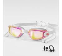 Supercap - Gafas de natación con tapones para los oídos para hombres y mujeres, gafas de natación unisex transparentes para piscina, a prueba de fugas (dazzling white, 1pcs)