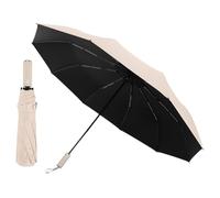 Supercap Large 49inch Golf Folding Umbrella, UPF 50+, Automatic Portable Windproof Travel, 10 Ribs Compact Umbrella for Rain & Sun, 3-4 People (creamy white, 49inch)