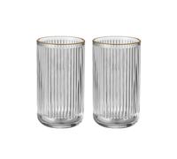 Supercap - Vaso de Cristal para Cepillo de Dientes | Soporte Transparente para brochas de Maquillaje para mesita de Noche, baño, tocador (Clear + glod Rims Tall, 2pcs)