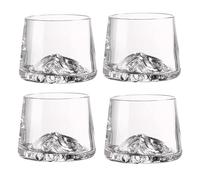 Supercap - Vasos de whisky de montaña, 8.5 onzas, vidrio antiguo, cerveza de brandy, escocés, taza de cócteles para bar, decoración del hogar (clear, 4pcs)