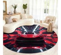 Supercars - Alfombra Redonda de 120 cm, diseño de Coches de Ciencia ficción para Dormitorio, Alfombra Circular Antideslizante para Sala de Estar, Oficina, Mesa de Centro, decoración del hogar