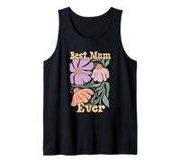 Supercute Love her Retro Floral Groovy Boho, la mejor mamá de la historia del Reino Unido Camiseta sin Mangas