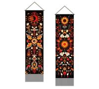 SUPERDANT 2 piezas tapices de sol y luna moderno colorido para colgar en la Tapiz de tela largos con borlas verticales con postes y cuerdas decorativos para Casa Sala de Estar Apartamento 130x33cm