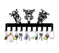 SUPERDANT 3 Cool Motorcycle Key Holder Ganchos Decorativos Rack Hangers Ganchos de Pared Gancho de Acero Inoxidable Black Key Rack con 10 ganchos