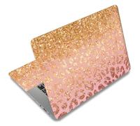 SUPERDANT 3 piezas de piel para portátil con impresión de leopardo dorado, 38 x 27 cm, recortable, extraíble, adhesivo envolvente de PVC, cubierta para portátil 12 13 14 15 15,6 pulgadas Arte