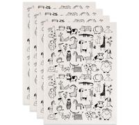 SUPERDANT 4 calcomanías de transferencia de animales bajo vidriado para cerámica, gato, perro, vaca, ganso, calcomanías de cerámica, papel negro para porcelana, esmalte de arcilla esmaltada, 52 x 37